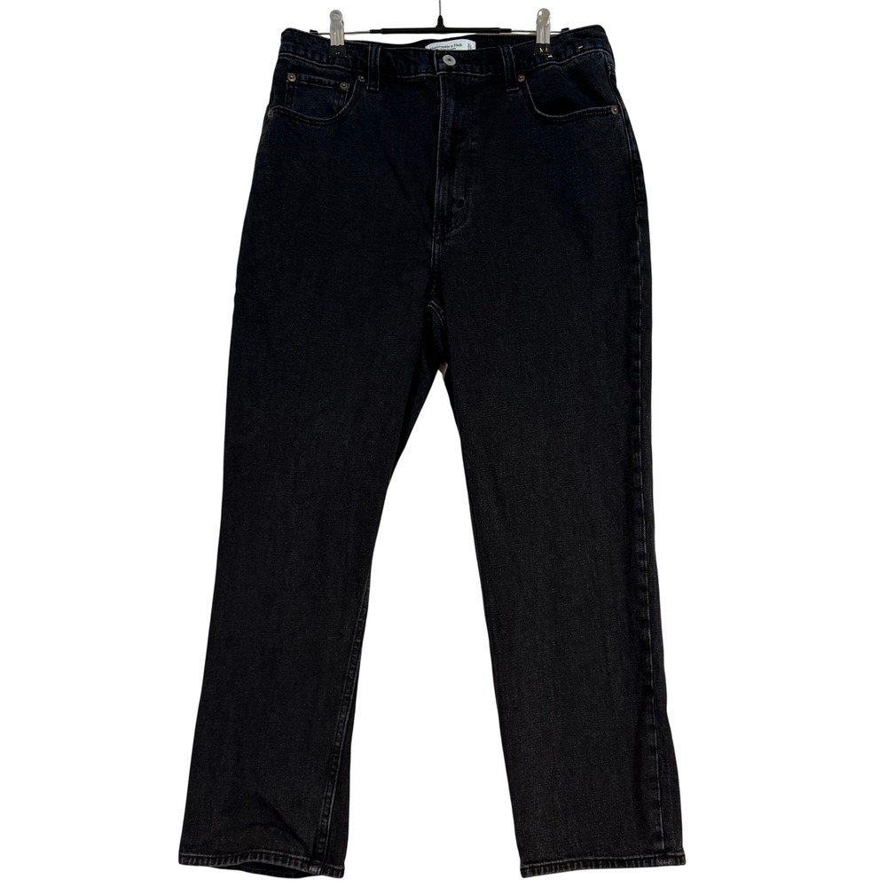 Abercrombie & Fitch Ankle Straight Ultra High Rise Black Jeans Womens 31 12R Mom